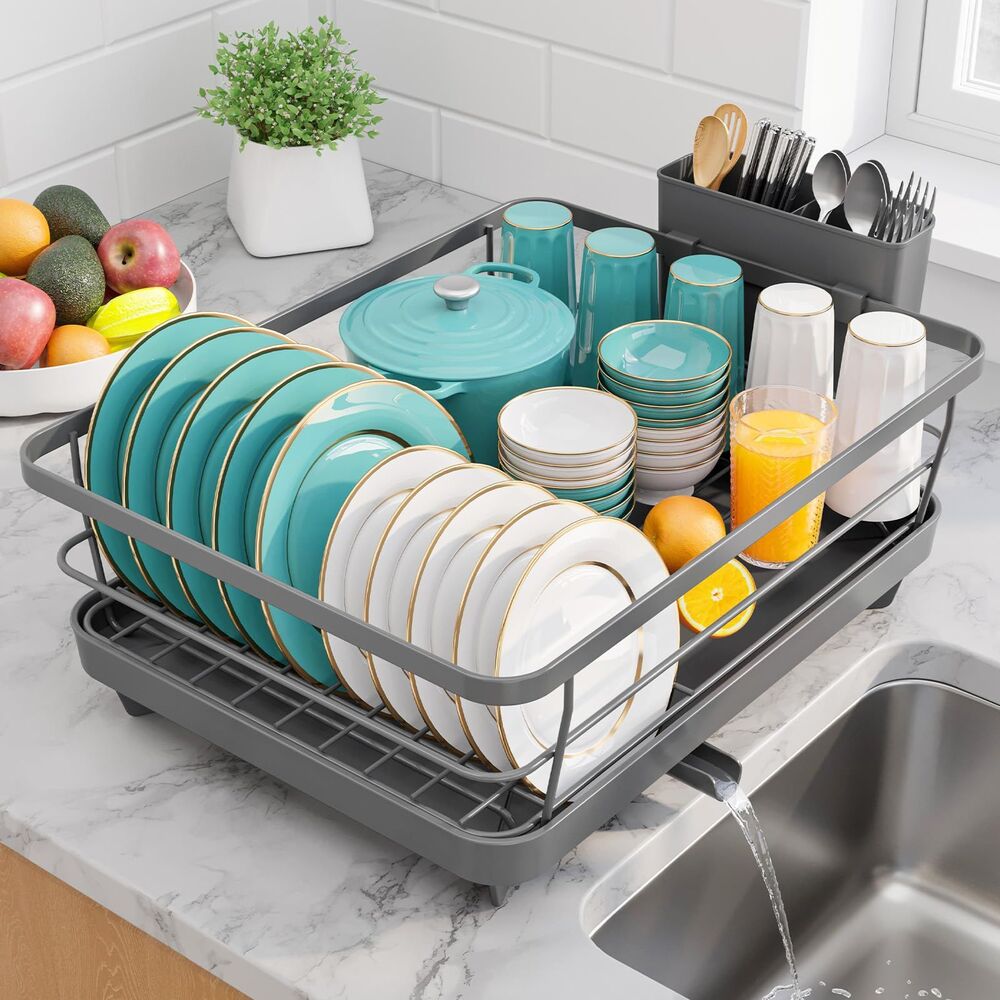 Sakugi Stainless Steel Dish Drying Rack - Gray, 15.6" D x 12" W x 5" H